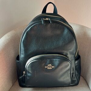 Coach black leather backpack